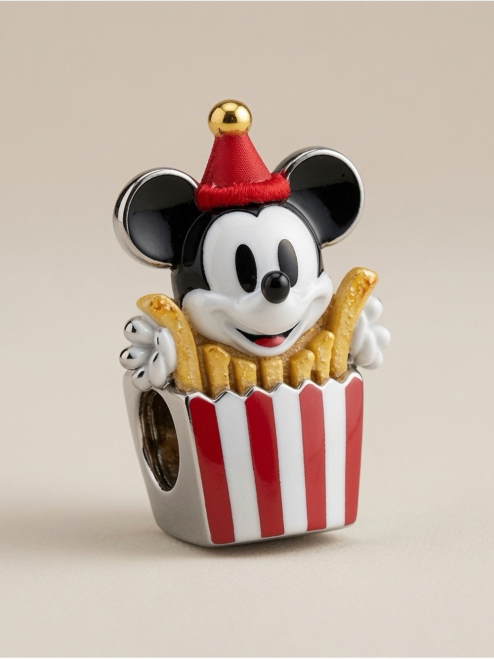 Disney Mickey Mouse Popcorn Cake Topper Charm - Red, White, Black & Gold